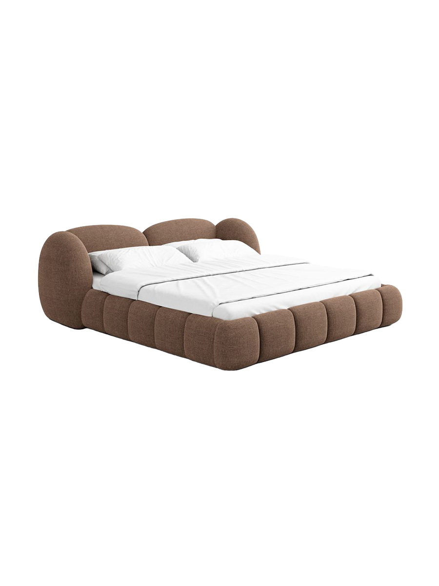 
Design Polsterbett „Amara“ mit Ablagefach, Webstoff Braun - 140 x 200 cm