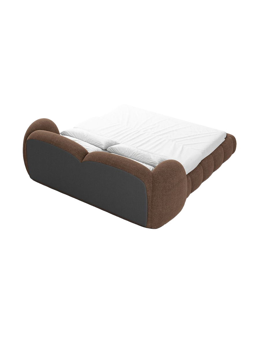 
Design Polsterbett „Amara“ mit Ablagefach, Webstoff Braun - 140 x 200 cm