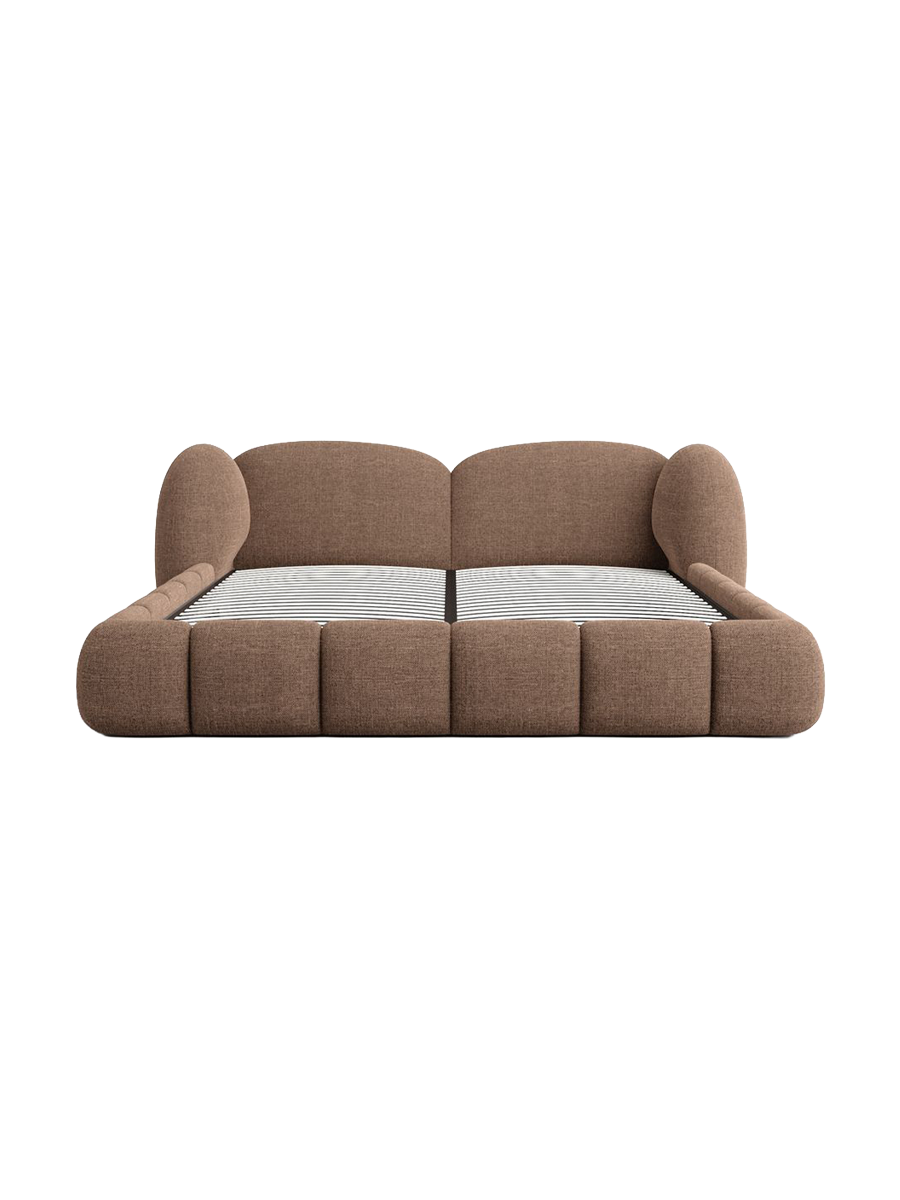 
Design Polsterbett „Amara“ mit Ablagefach, Webstoff Braun - 140 x 200 cm
