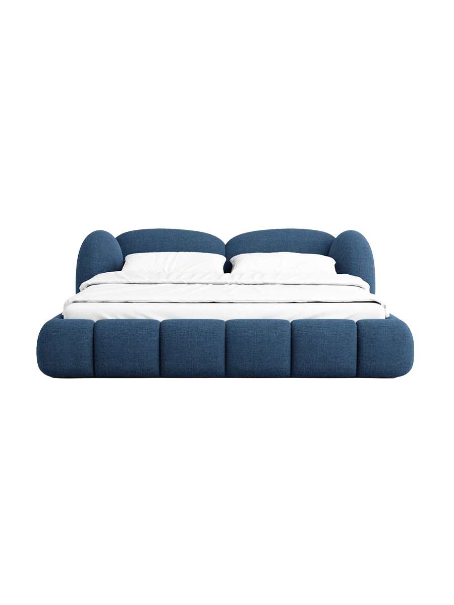 
Design Polsterbett „Amara“ mit Ablagefach, Webstoff Dunkelblau - 140 x 200 cm