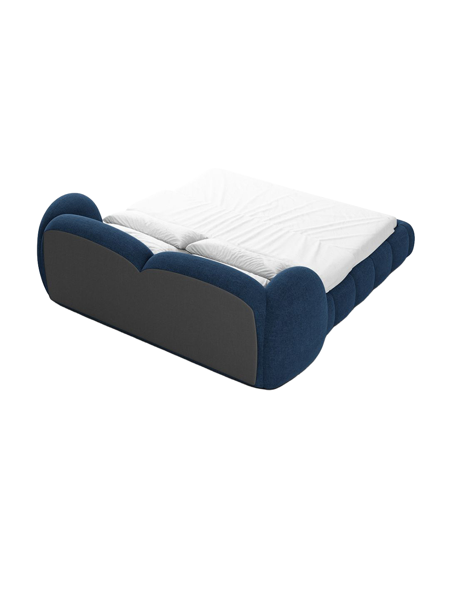 
Design Polsterbett „Amara“ mit Ablagefach, Webstoff Dunkelblau - 140 x 200 cm