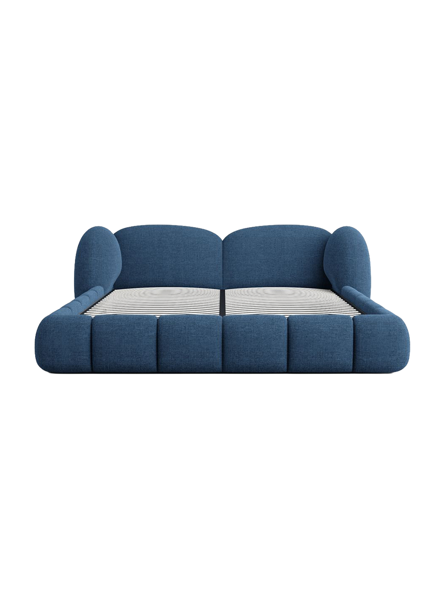 
Design Polsterbett „Amara“ mit Ablagefach, Webstoff Dunkelblau - 140 x 200 cm