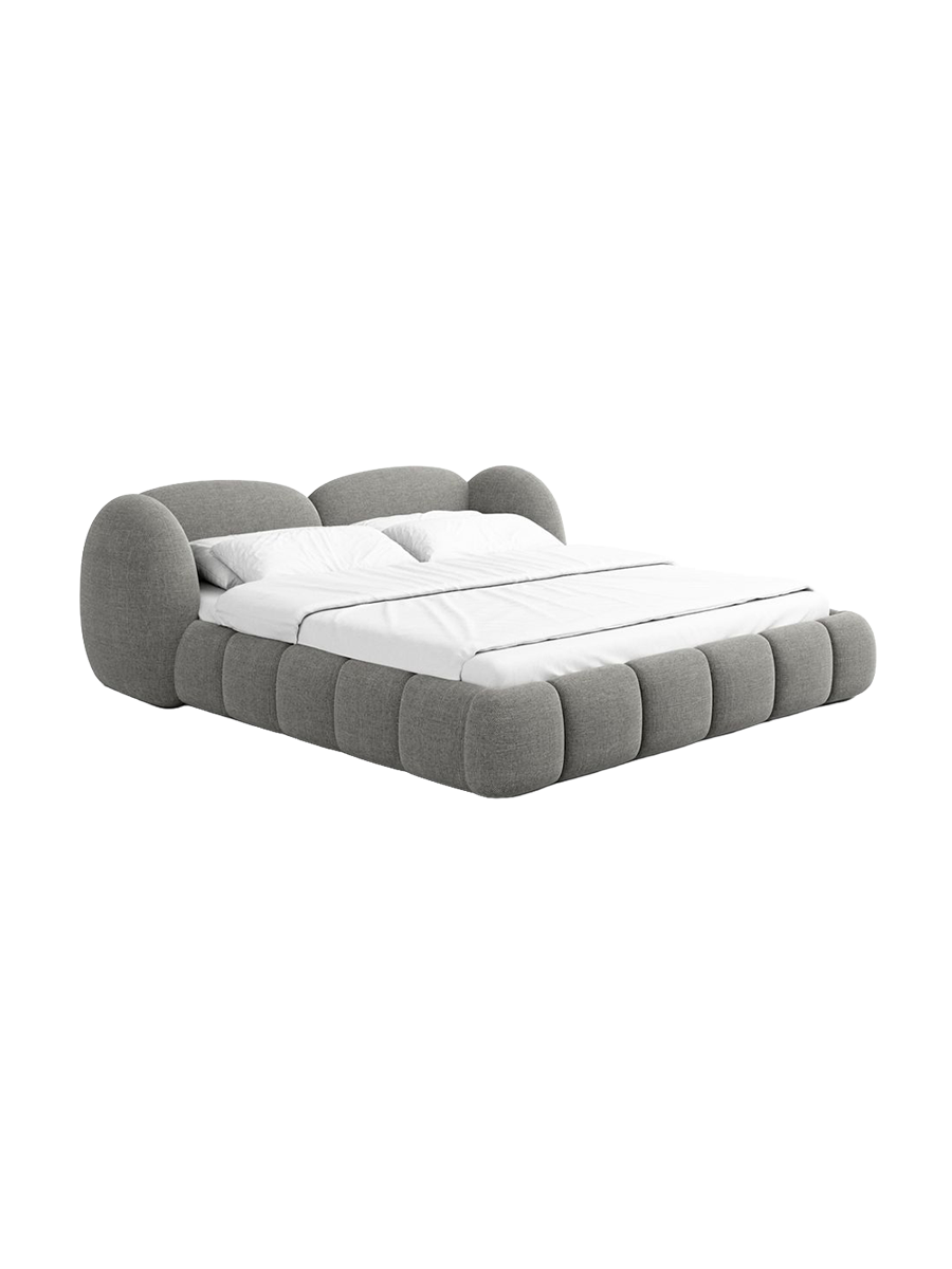 
Design Polsterbett „Amara“ mit Ablagefach, Webstoff Grau - 140 x 200 cm