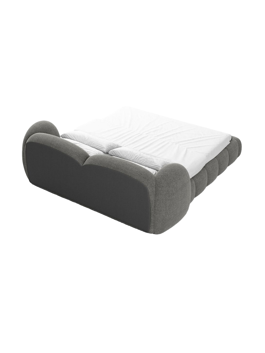 
Design Polsterbett „Amara“ mit Ablagefach, Webstoff Grau - 140 x 200 cm