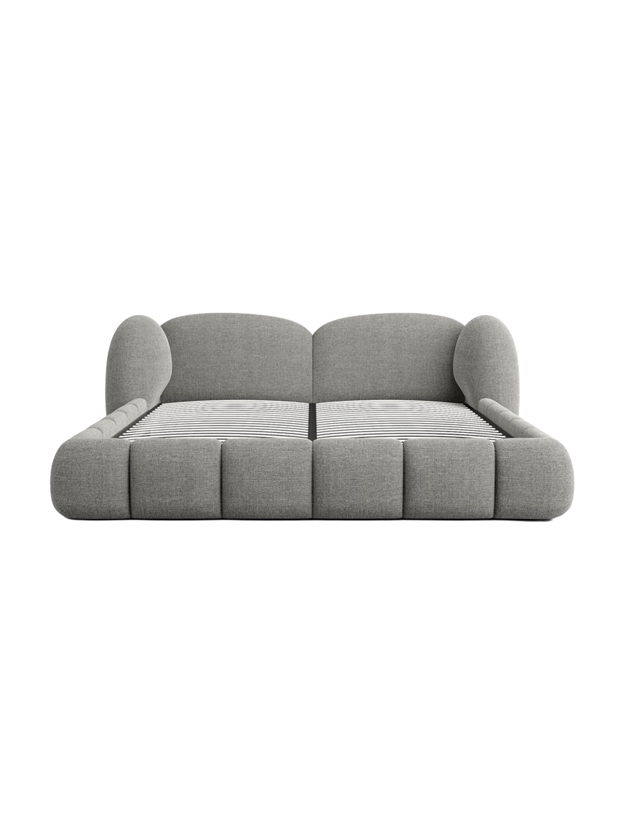 
Design Polsterbett „Amara“ mit Ablagefach, Webstoff Grau - 140 x 200 cm