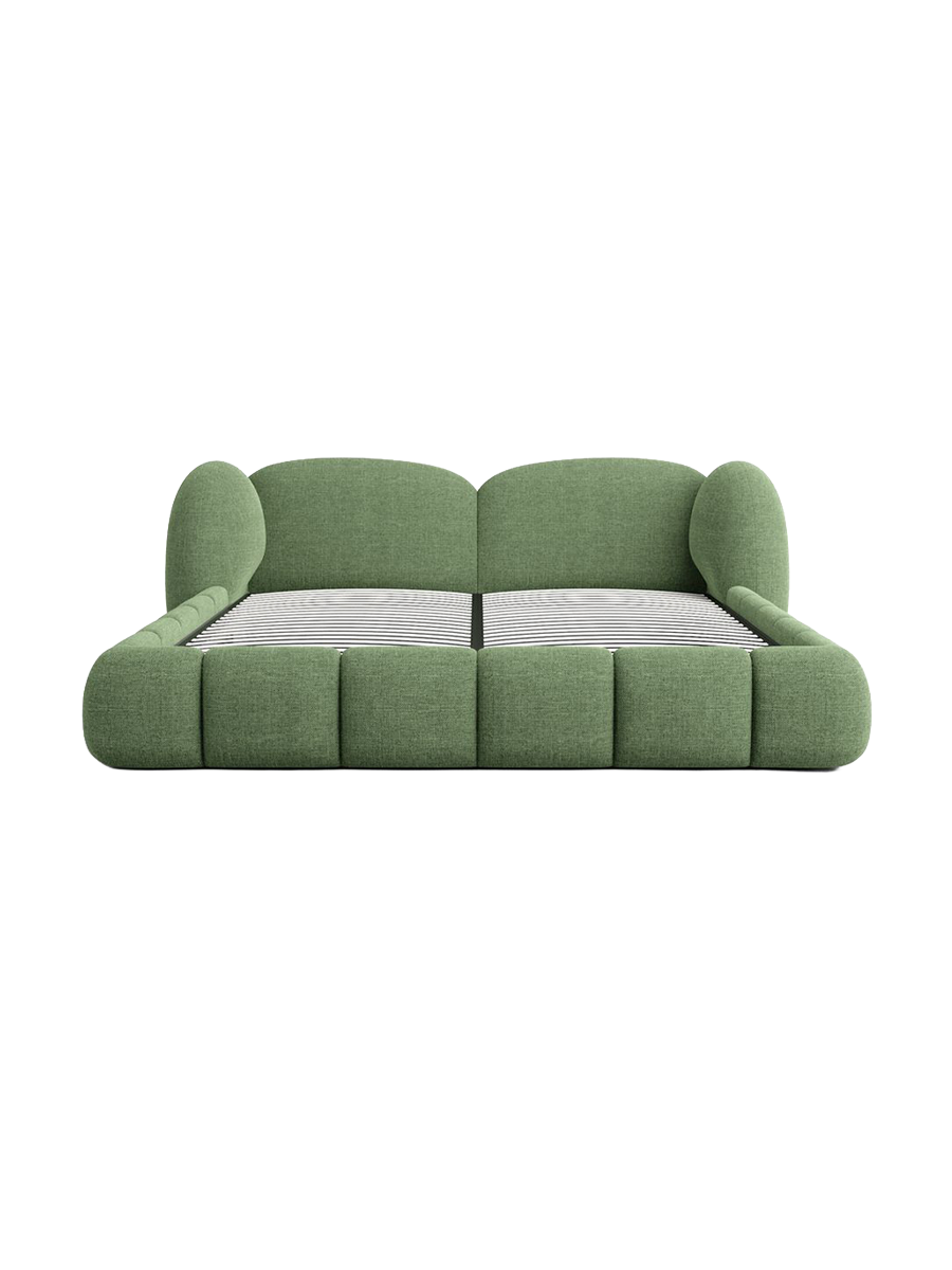 
Design Polsterbett „Amara“ mit Ablagefach, Webstoff Grün - 140 x 200 cm