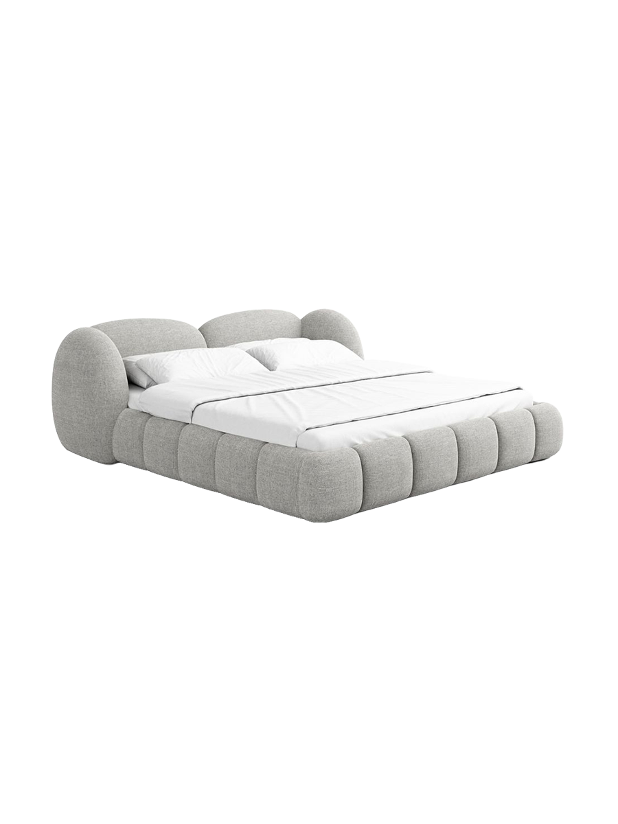 
Design Polsterbett „Amara“ mit Ablagefach, Webstoff Hellgrau - 140 x 200 cm