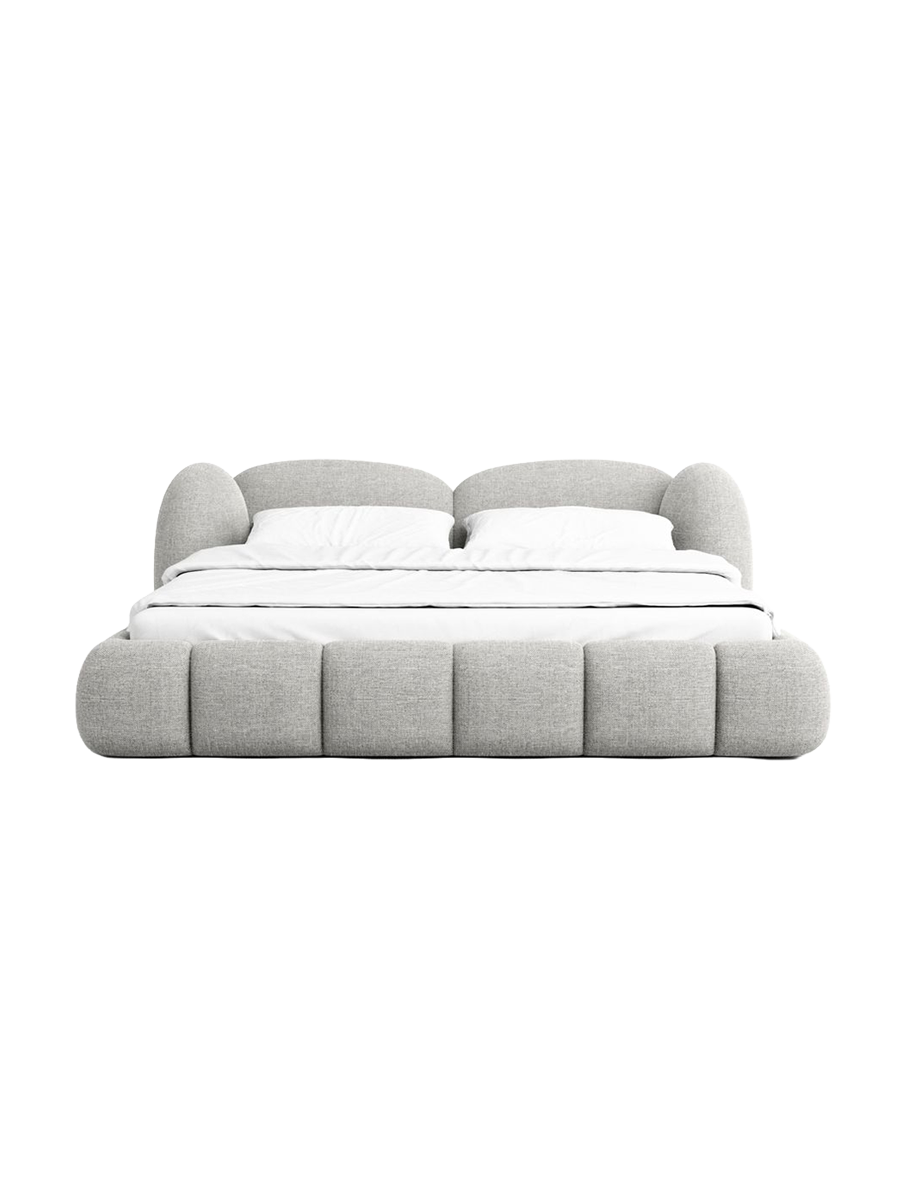 
Design Polsterbett „Amara“ mit Ablagefach, Webstoff Hellgrau - 140 x 200 cm