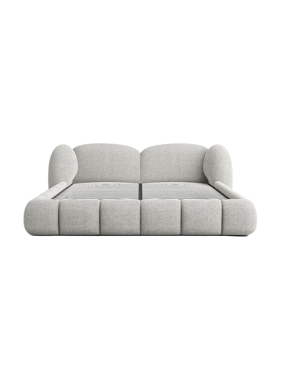 
Design Polsterbett „Amara“ mit Ablagefach, Webstoff Hellgrau - 140 x 200 cm