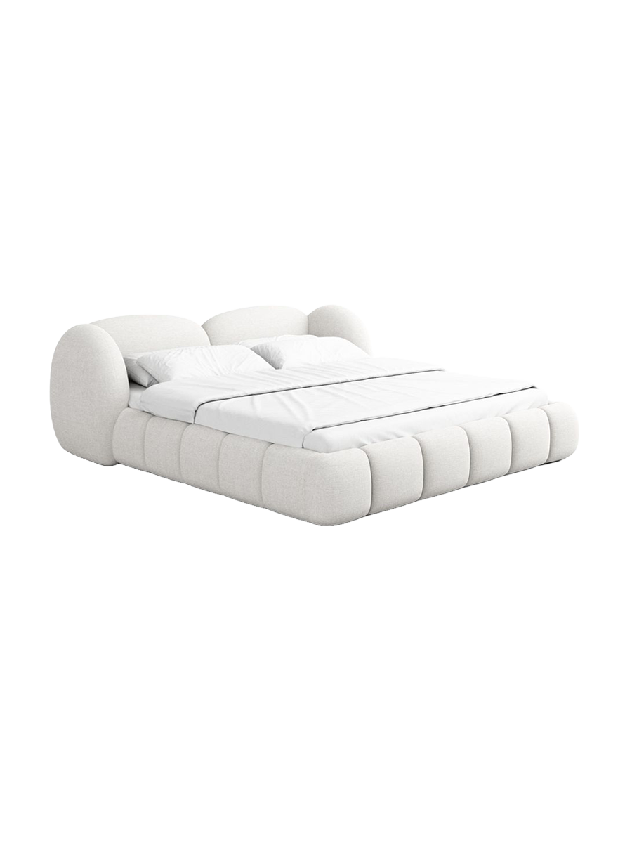 
Design Polsterbett „Amara“ mit Ablagefach, Webstoff Weiss - 140 x 200 cm