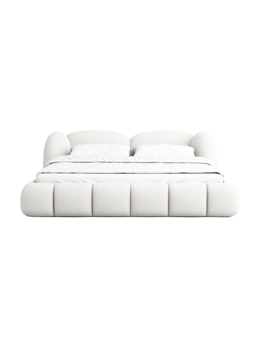 
Design Polsterbett „Amara“ mit Ablagefach, Webstoff Weiss - 140 x 200 cm
