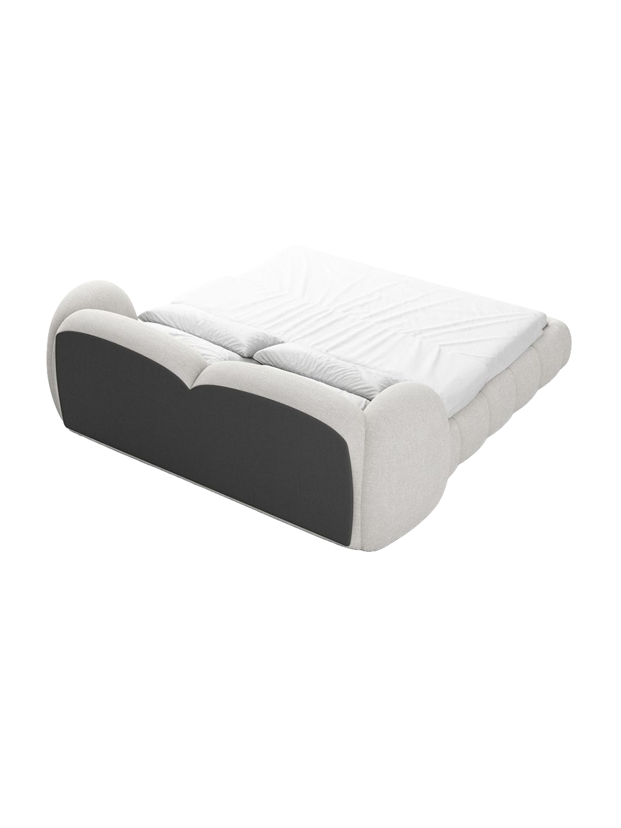 
Design Polsterbett „Amara“ mit Ablagefach, Webstoff Weiss - 140 x 200 cm