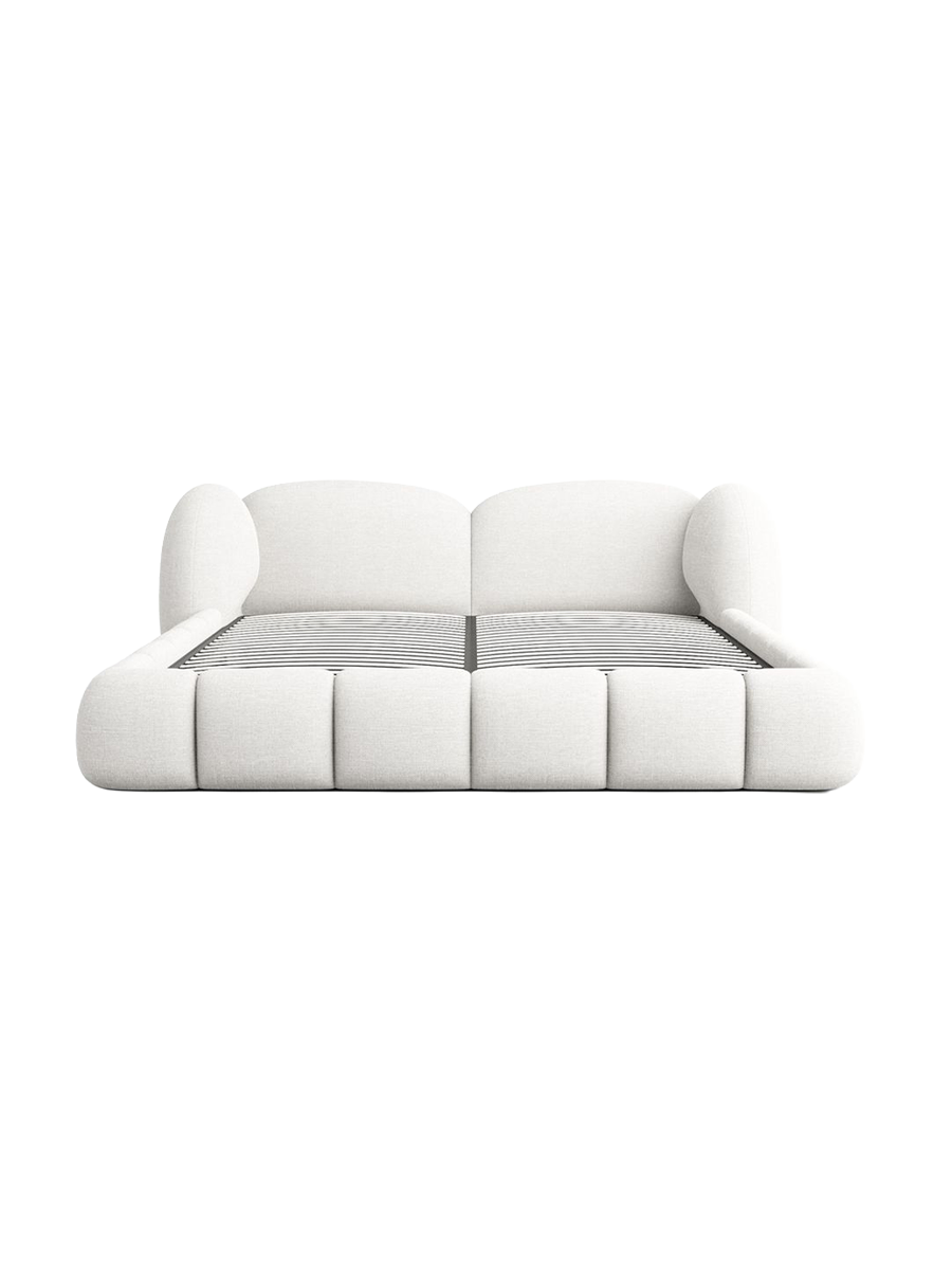 
Design Polsterbett „Amara“ mit Ablagefach, Webstoff Weiss - 140 x 200 cm