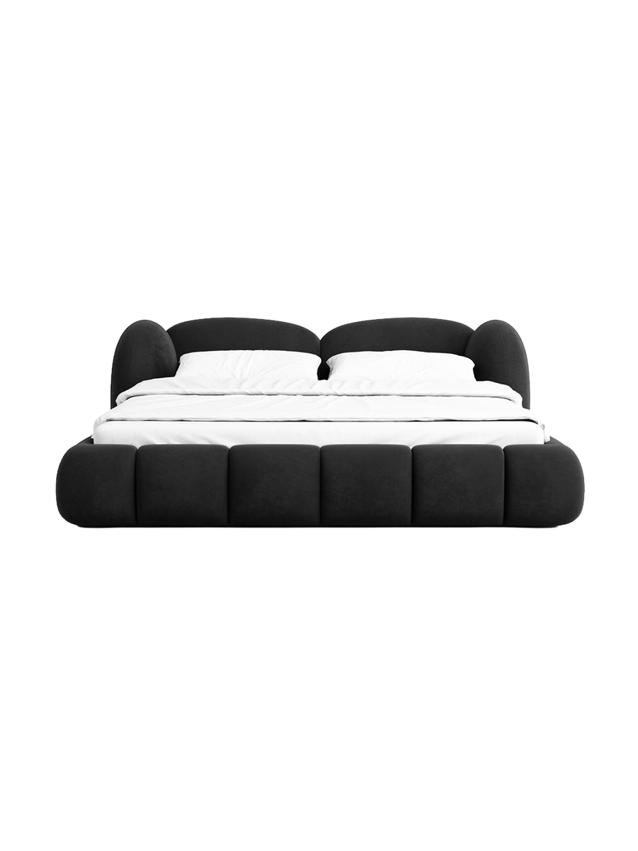 
Design Polsterbett „Amara“ mit Ablagefach, Samt Schwarz - 140 x 200 cm