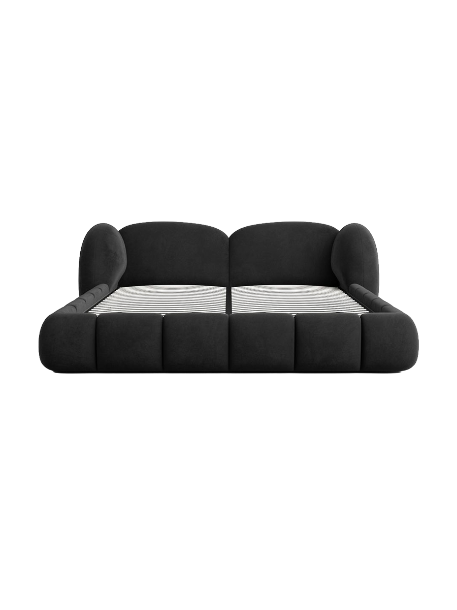 
Design Polsterbett „Amara“ mit Ablagefach, Samt Schwarz - 140 x 200 cm