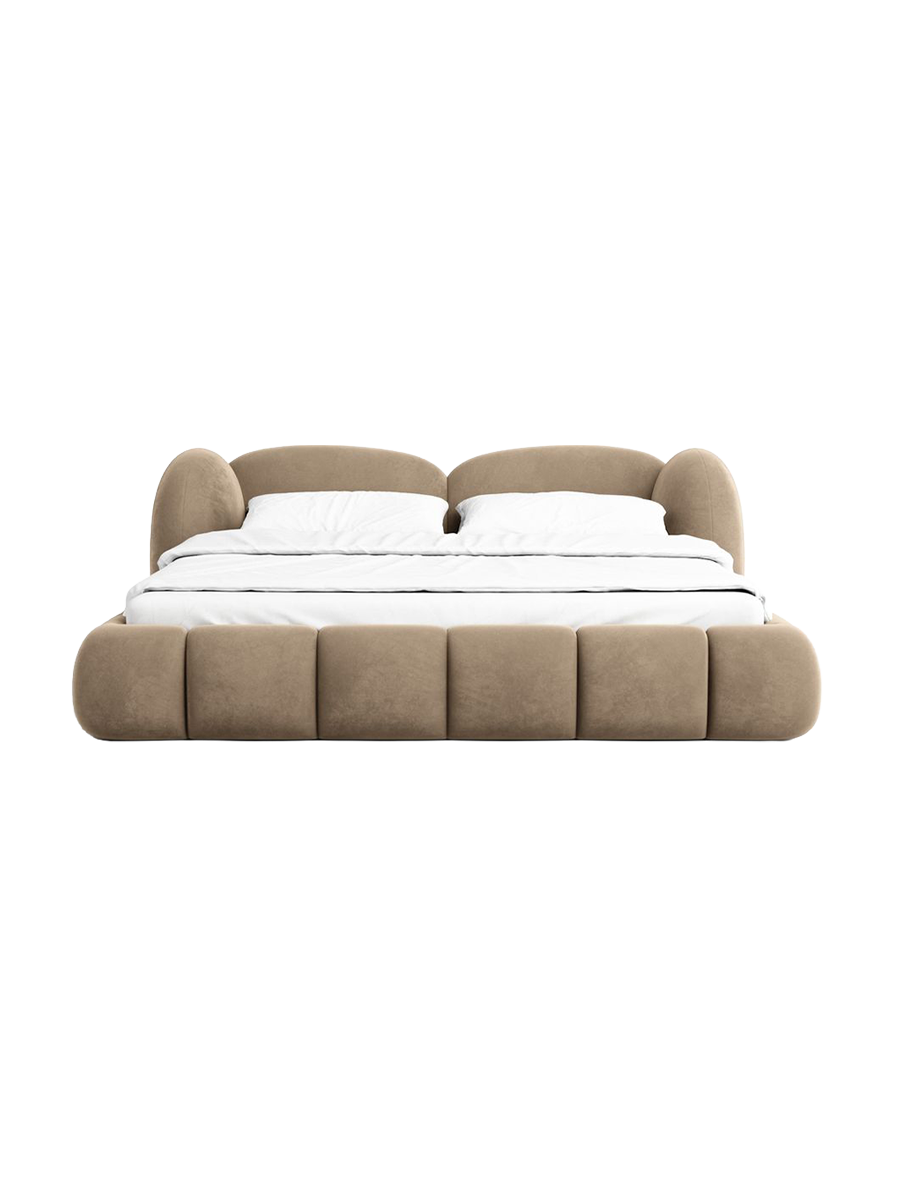 
Design Polsterbett „Amara“ mit Ablagefach, Samt Braun - 140 x 200 cm