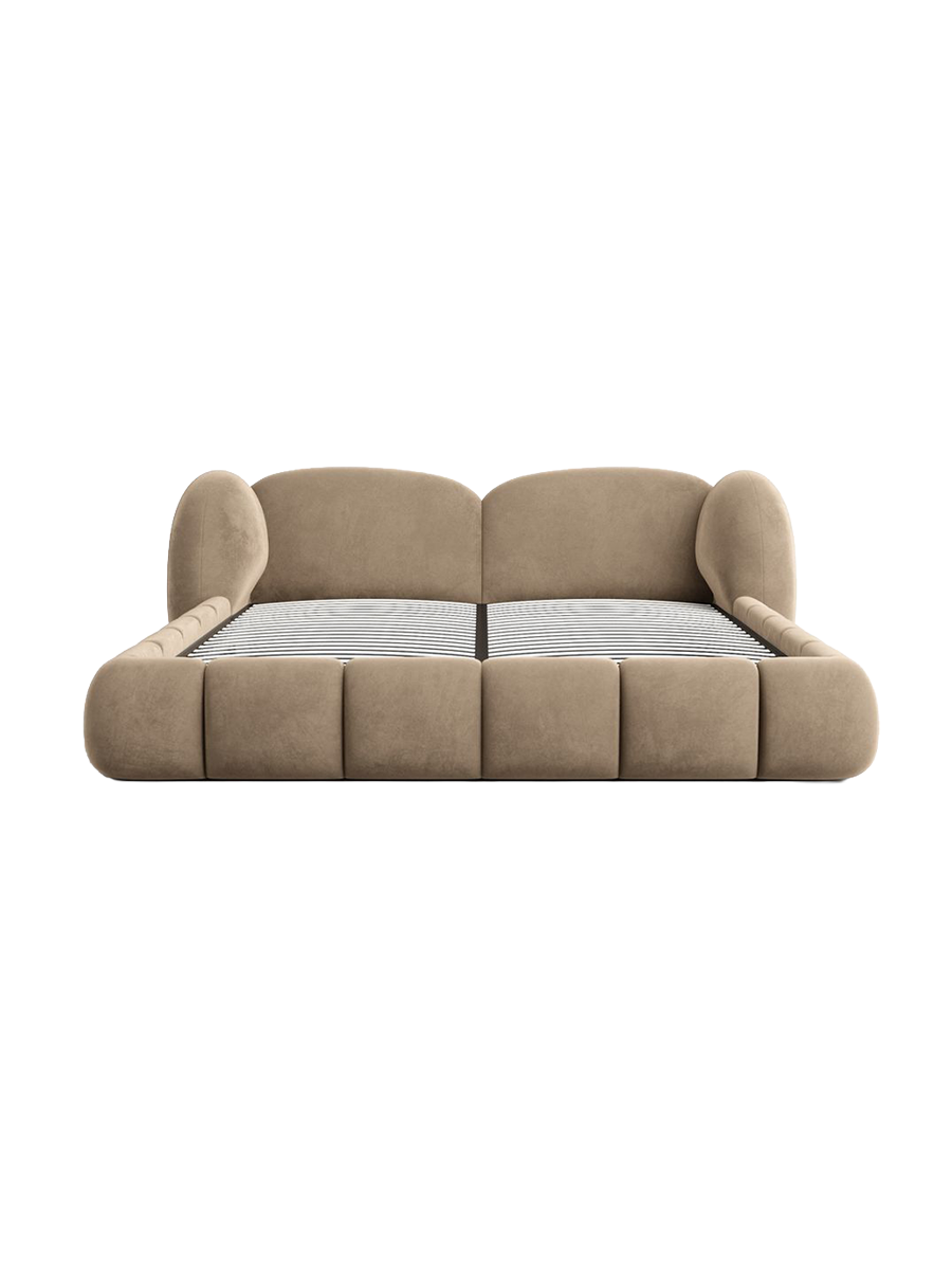 
Design Polsterbett „Amara“ mit Ablagefach, Samt Braun - 140 x 200 cm
