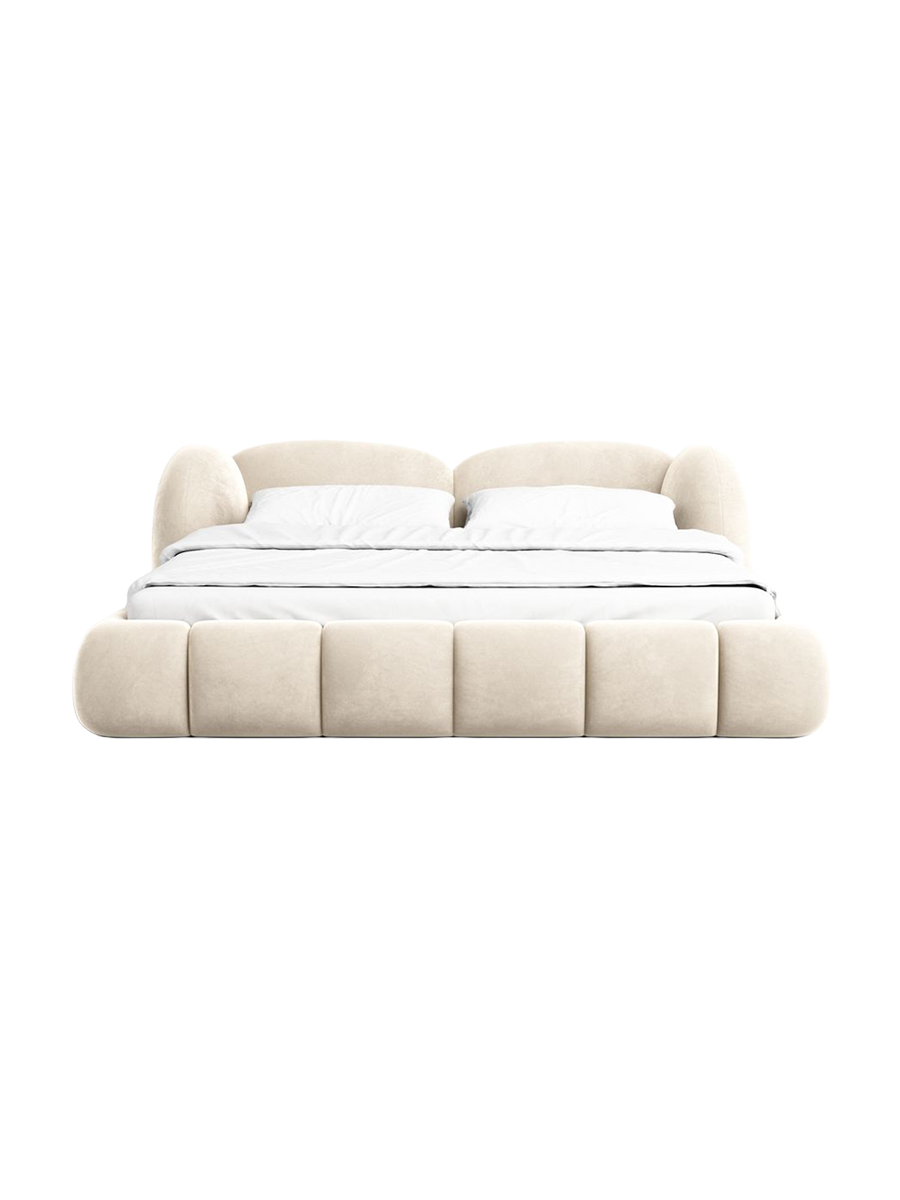 
Design Polsterbett „Amara“ mit Ablagefach, Samt Cream - 140 x 200 cm