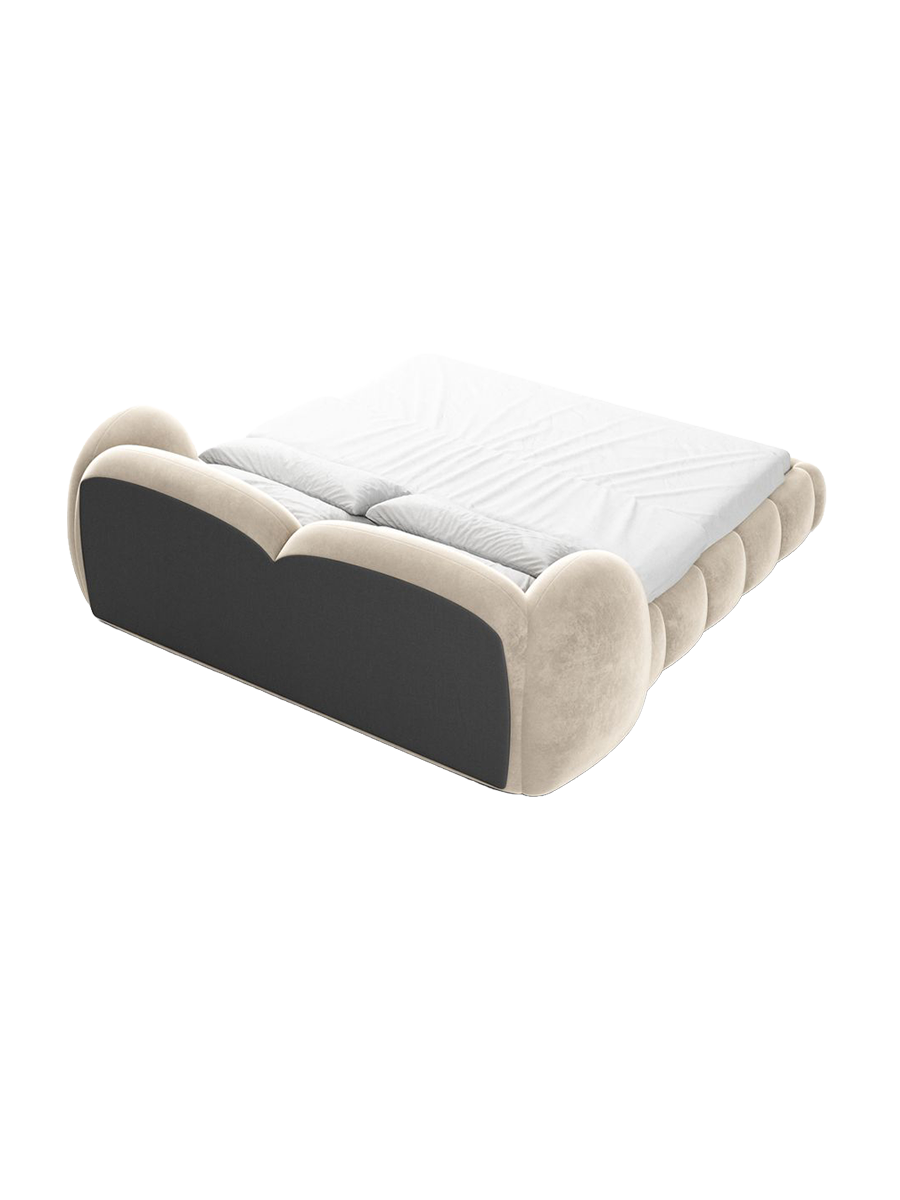 
Design Polsterbett „Amara“ mit Ablagefach, Samt Cream - 140 x 200 cm