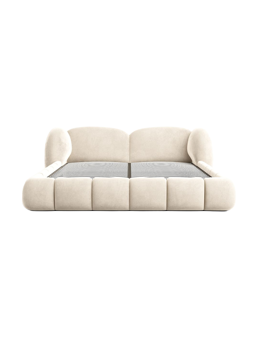 
Design Polsterbett „Amara“ mit Ablagefach, Samt Cream - 140 x 200 cm