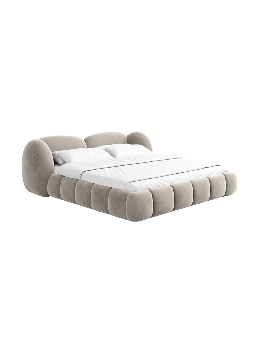 
Design Polsterbett „Amara“ mit Ablagefach, Samt Beige dunkel - 140 x 200 cm