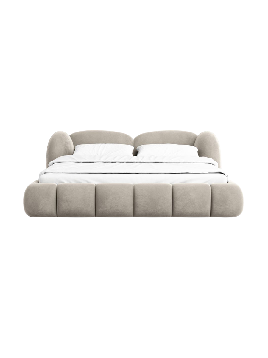 
Design Polsterbett „Amara“ mit Ablagefach, Samt Beige dunkel - 140 x 200 cm