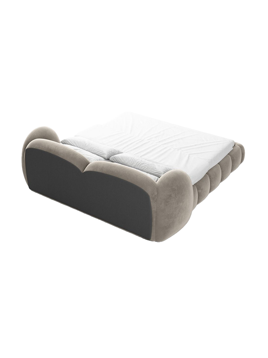 
Design Polsterbett „Amara“ mit Ablagefach, Samt Beige dunkel - 140 x 200 cm