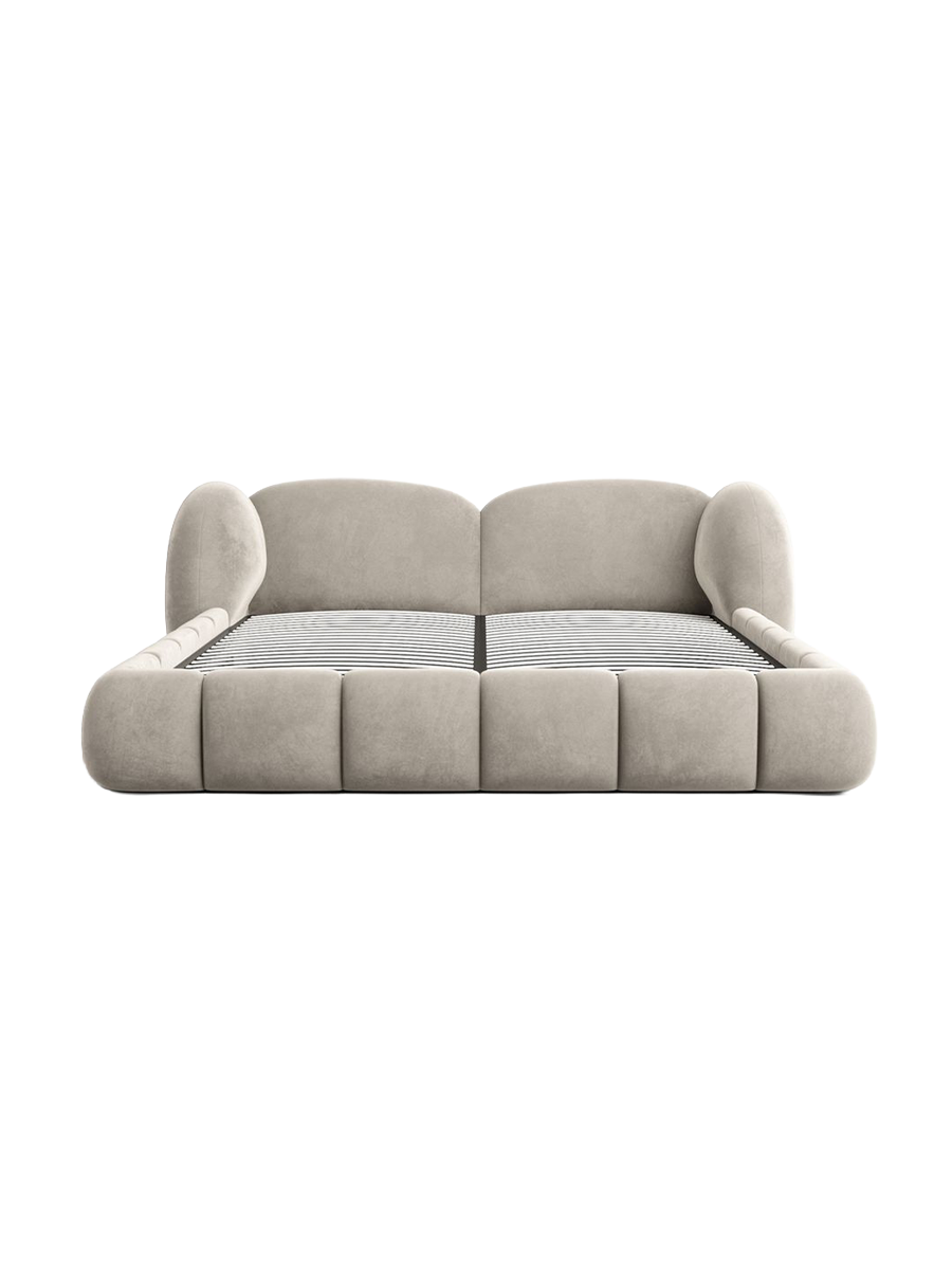 
Design Polsterbett „Amara“ mit Ablagefach, Samt Beige dunkel - 140 x 200 cm