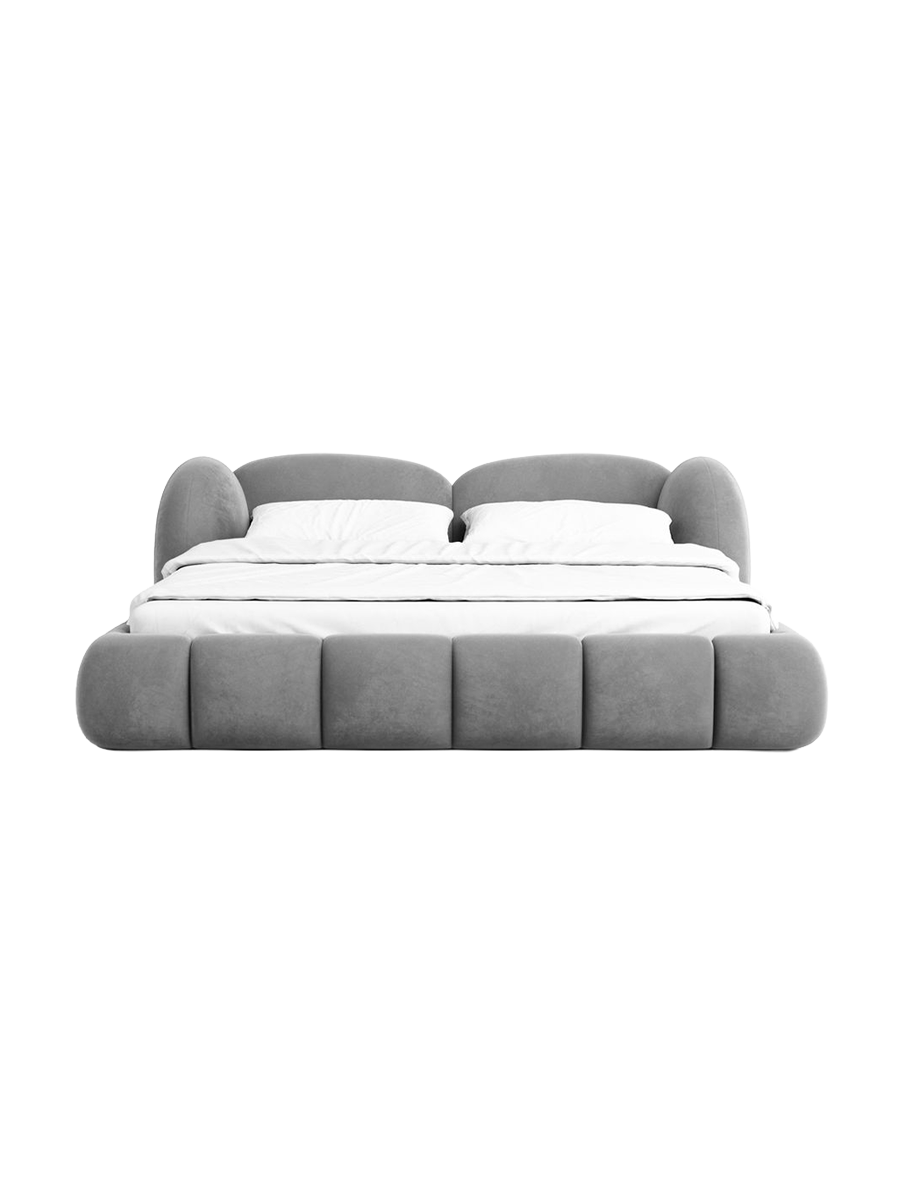 
Design Polsterbett „Amara“ mit Ablagefach, Samt Grau - 140 x 200 cm