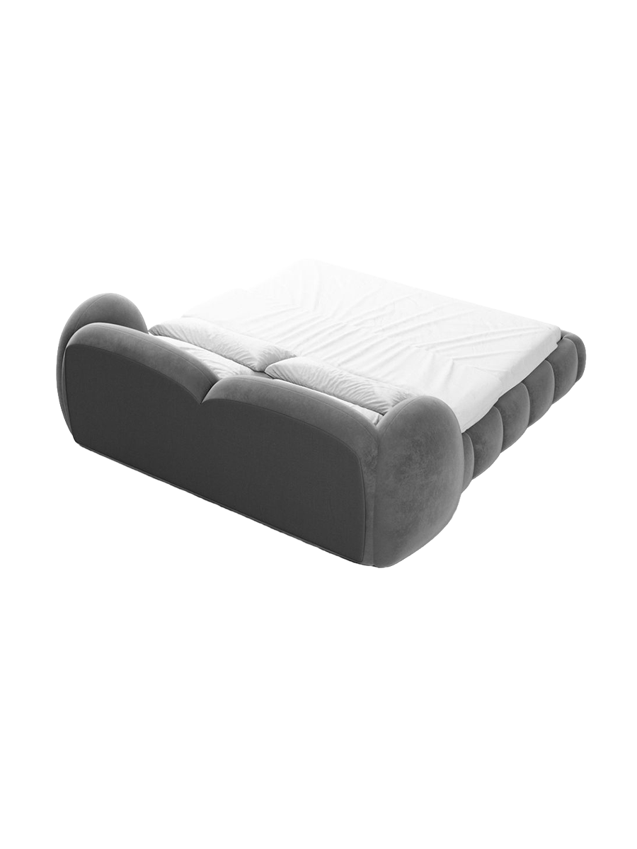 
Design Polsterbett „Amara“ mit Ablagefach, Samt Grau - 140 x 200 cm