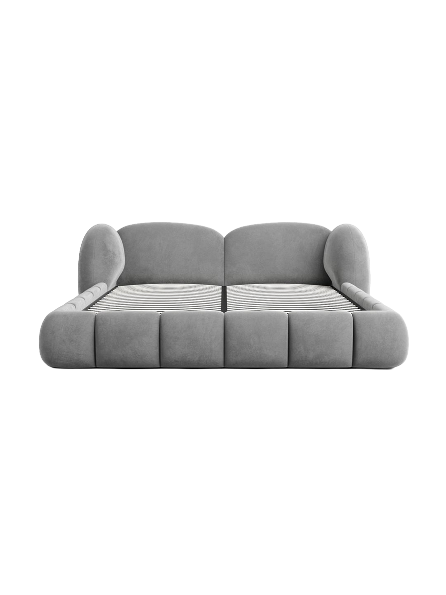 
Design Polsterbett „Amara“ mit Ablagefach, Samt Grau - 140 x 200 cm