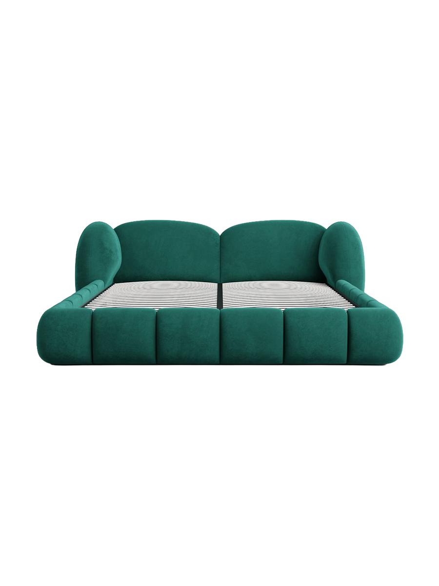 
Design Polsterbett „Amara“ mit Ablagefach, Samt Grün - 140 x 200 cm