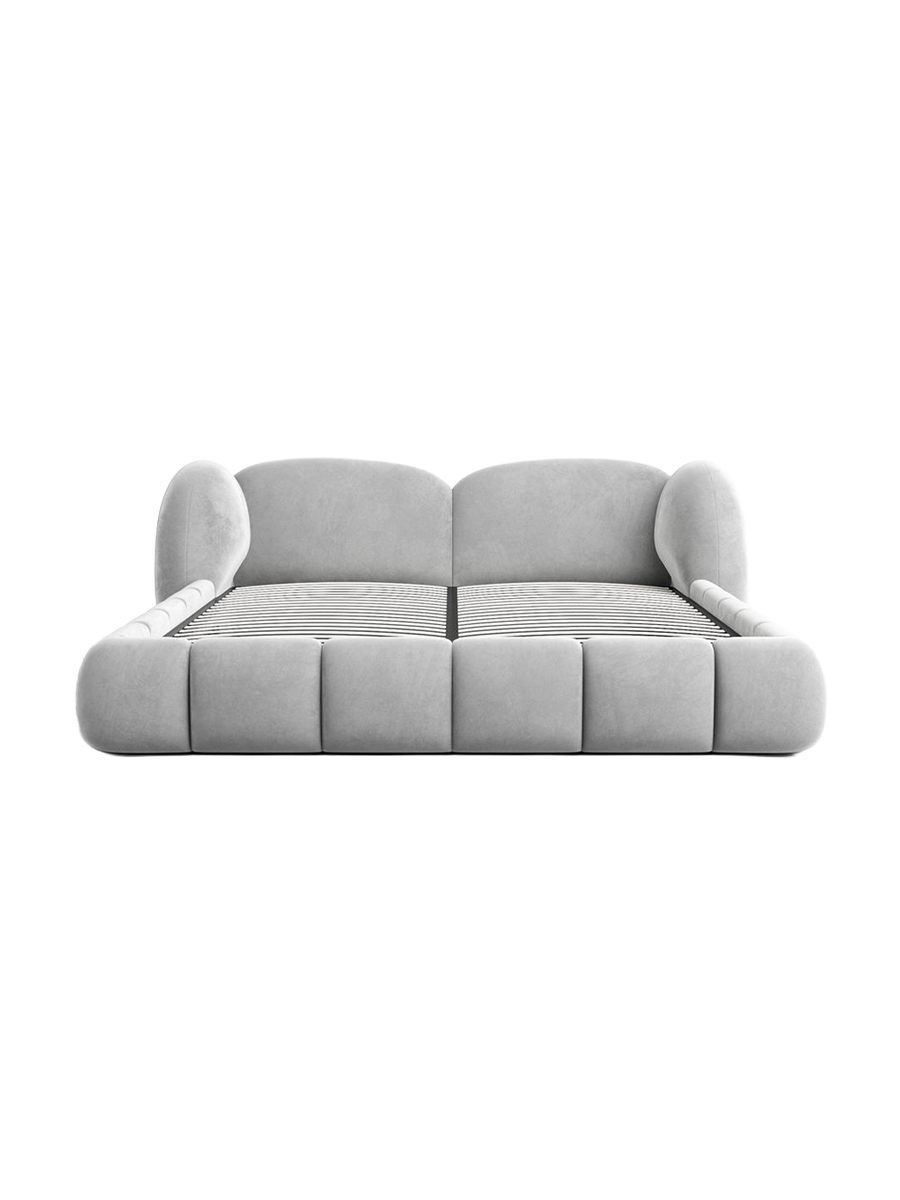 
Design Polsterbett „Amara“ mit Ablagefach, Samt Hellgrau - 140 x 200 cm