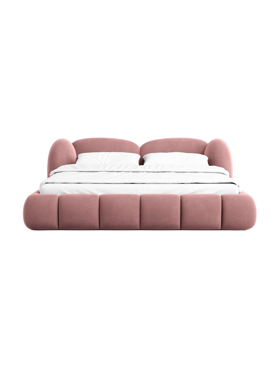 
Design Polsterbett „Amara“ mit Ablagefach, Samt Lachsrosa - 140 x 200 cm
