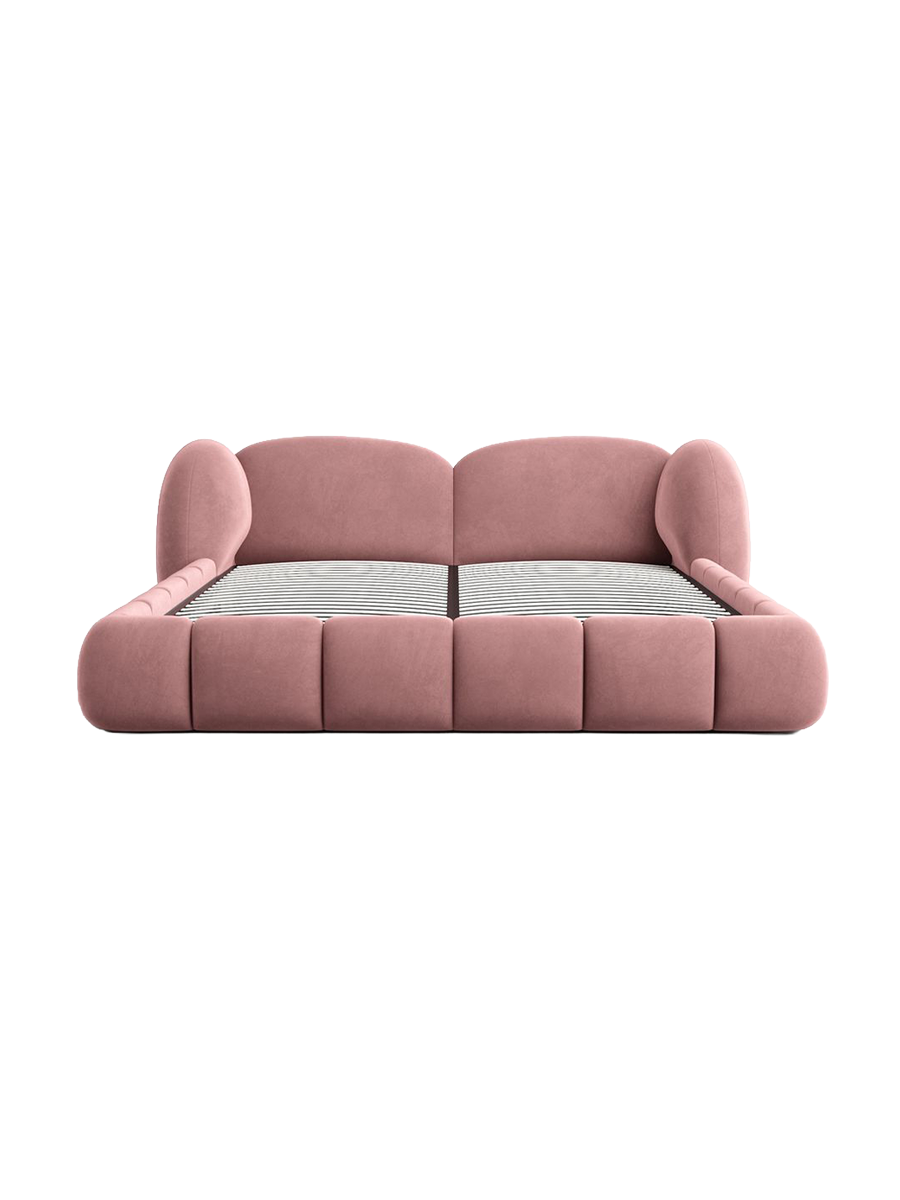 
Design Polsterbett „Amara“ mit Ablagefach, Samt Lachsrosa - 140 x 200 cm