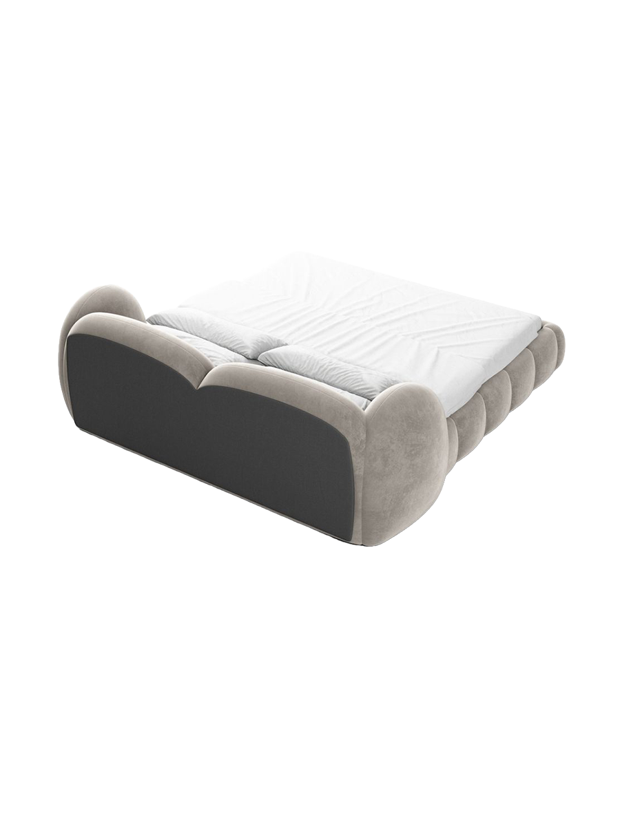 
Design Polsterbett „Amara“ mit Ablagefach, Samt Sand - 140 x 200 cm