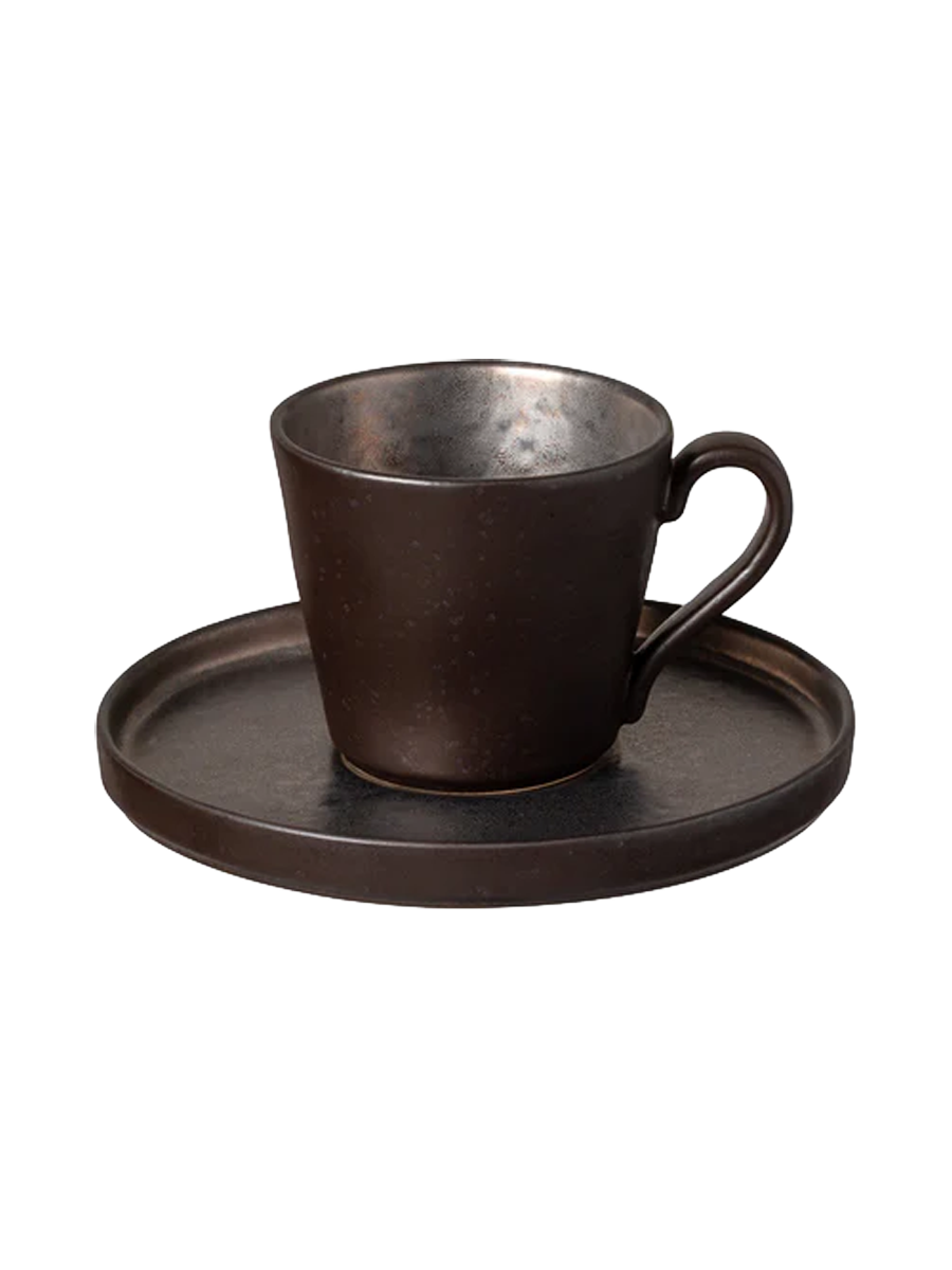 
Handmade Coffee & Tea Cup "Lagoa" with Saucer - Metallic