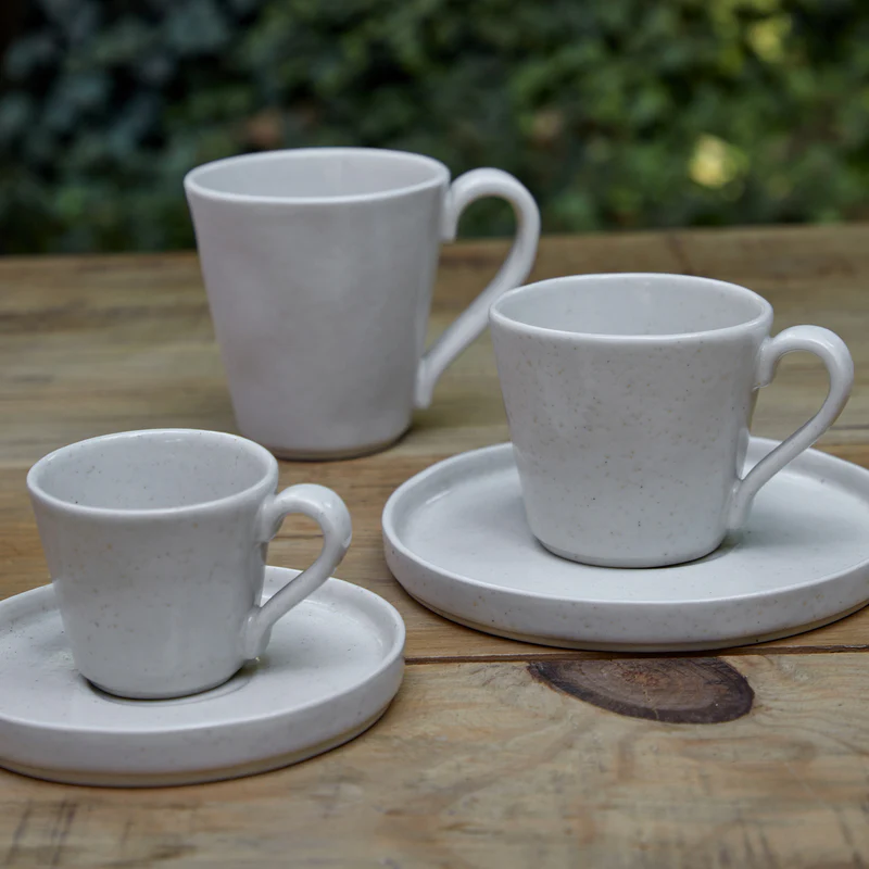 
Handmade Coffee & Tea Cup "Lagoa" with Saucer - Stone, Beige