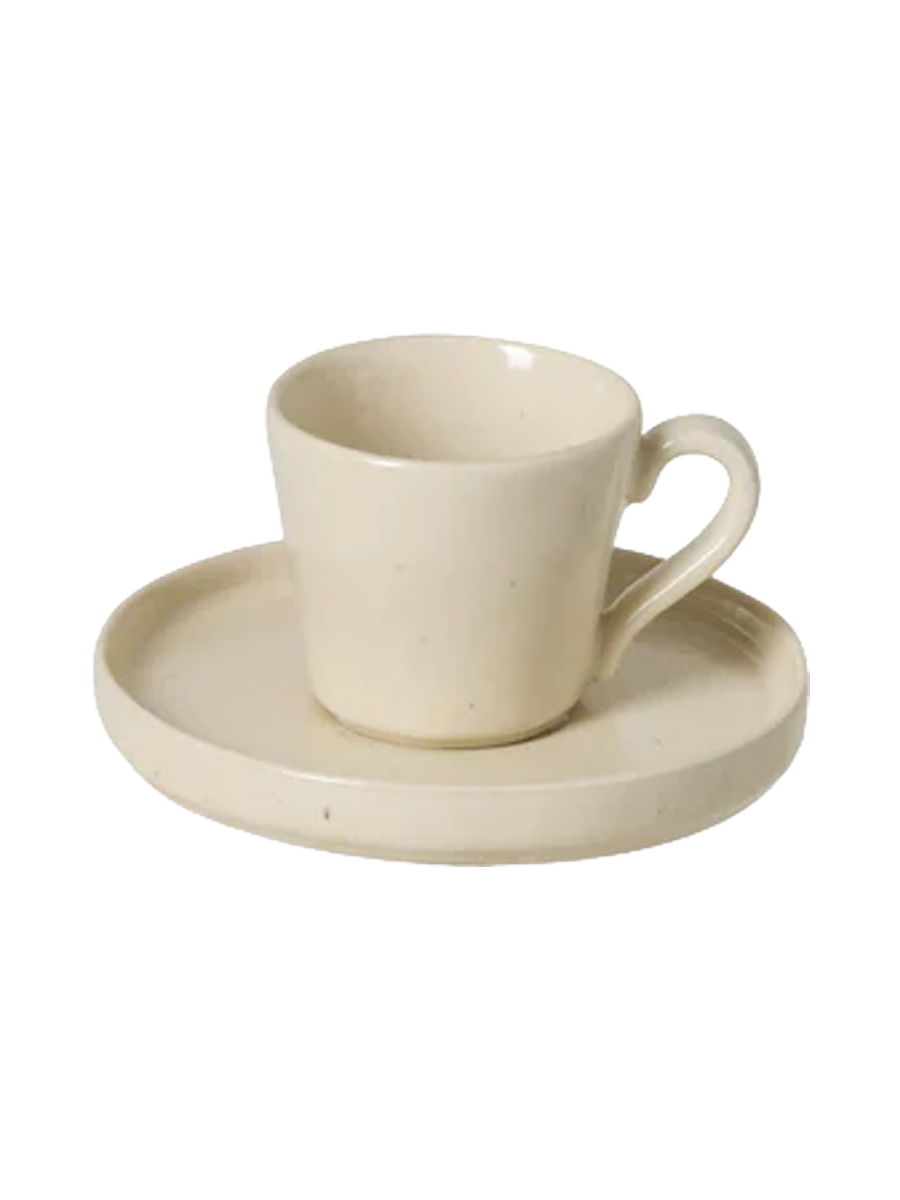 
Handmade espresso cup "Lagoa" with saucer - Stone, Beige