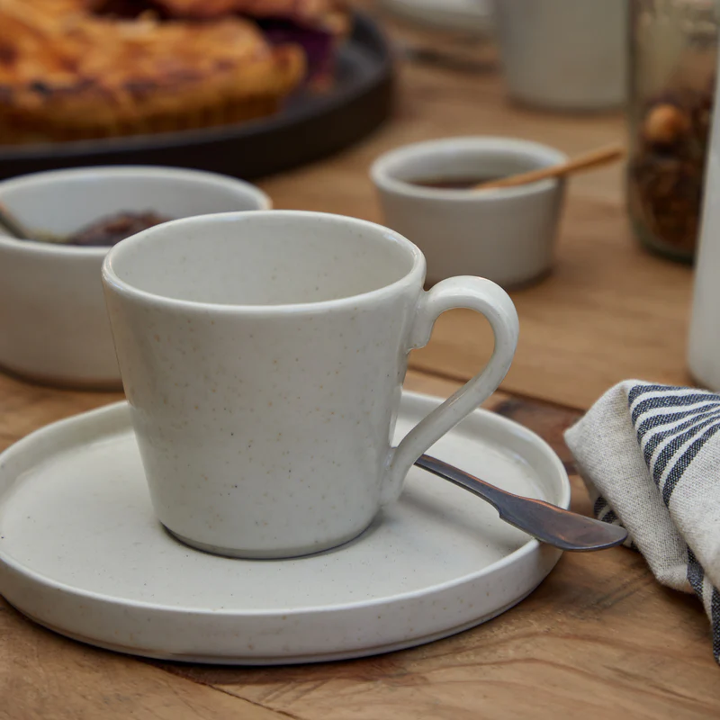 
Handmade espresso cup "Lagoa" with saucer - Stone, Beige