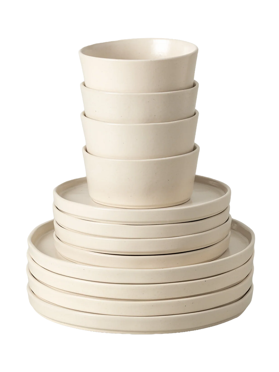 
Handcrafted Dinnerware Set "Lagoa Pedra", 4 Place Settings, 12-Piece