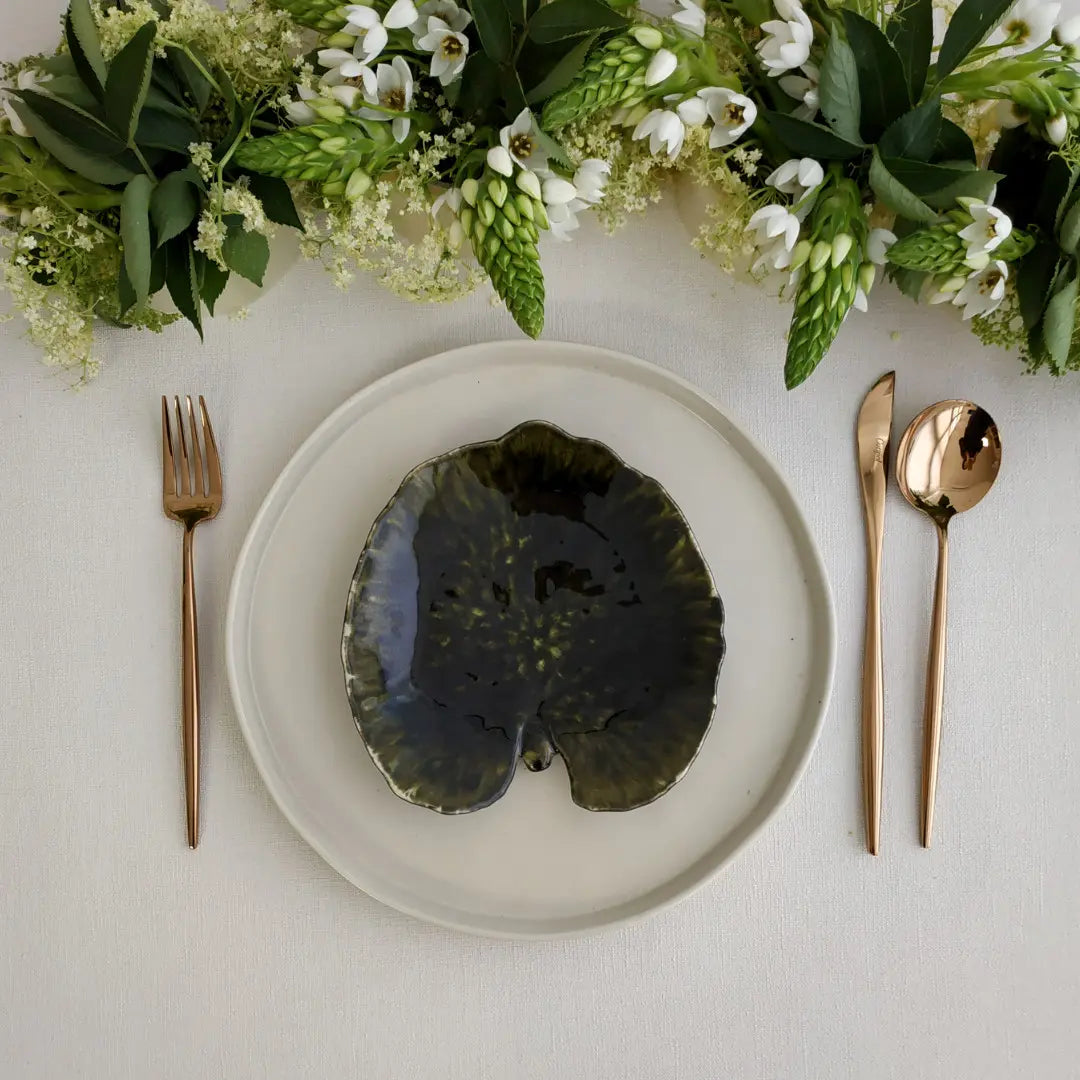
Handmade Dinner Plate "Lagoa" - Stone, Beige