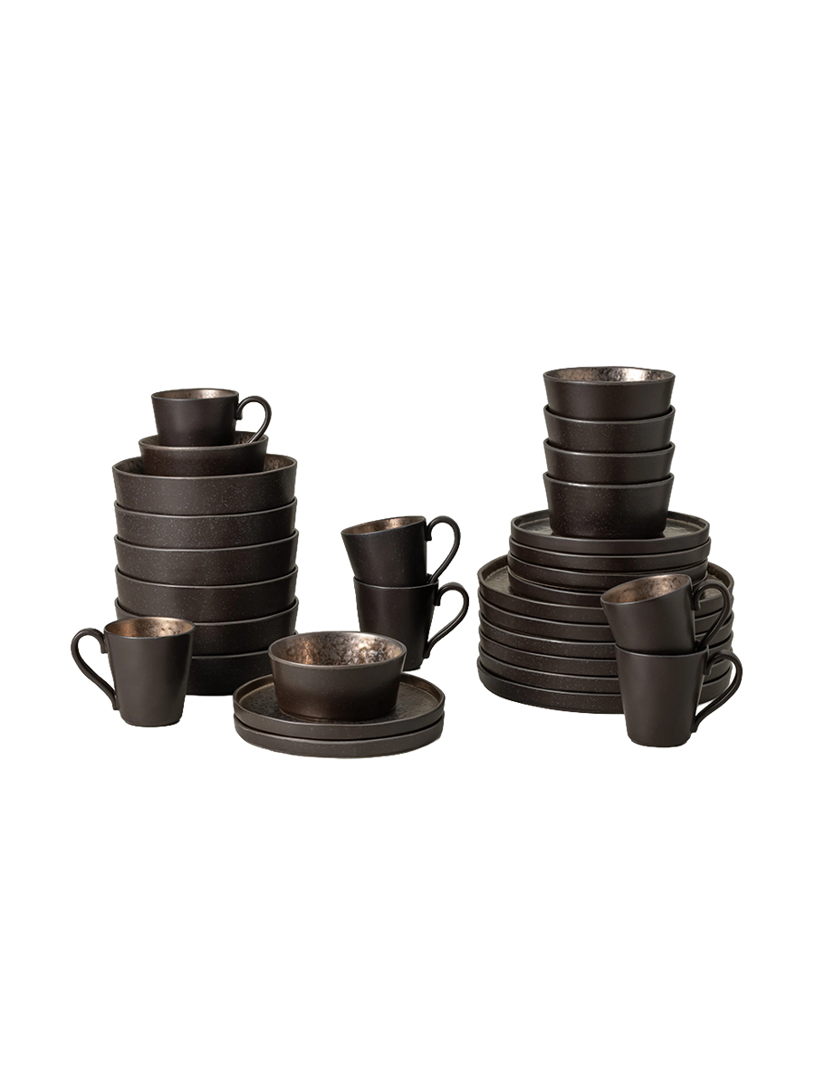 
Handmade Dinnerware Set "Lagoa Metallic", 6 people, 30 pieces