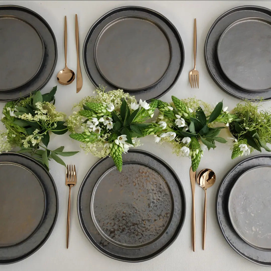 
Handmade Dinnerware Set "Lagoa Metallic", 6 people, 30 pieces