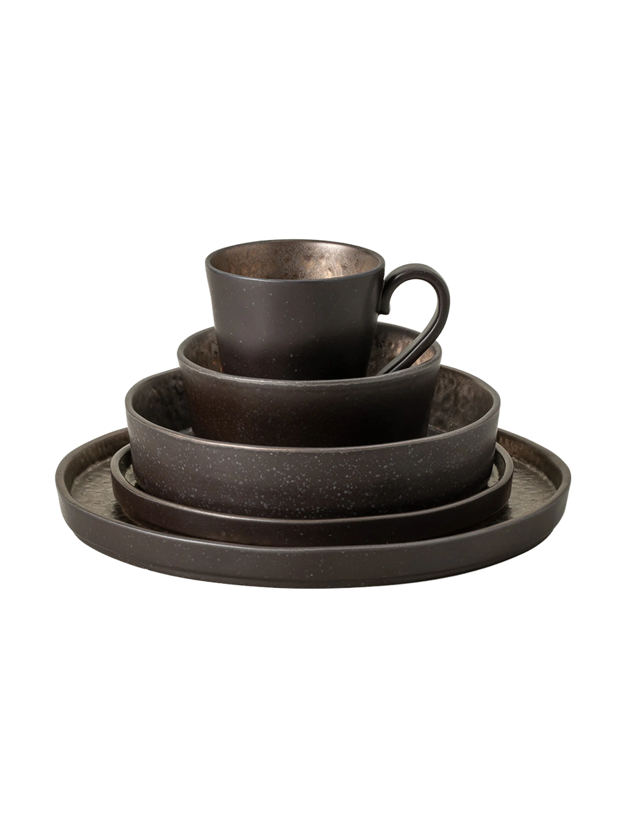 
Handmade Dinnerware Set "Lagoa Metallic", 5-piece
