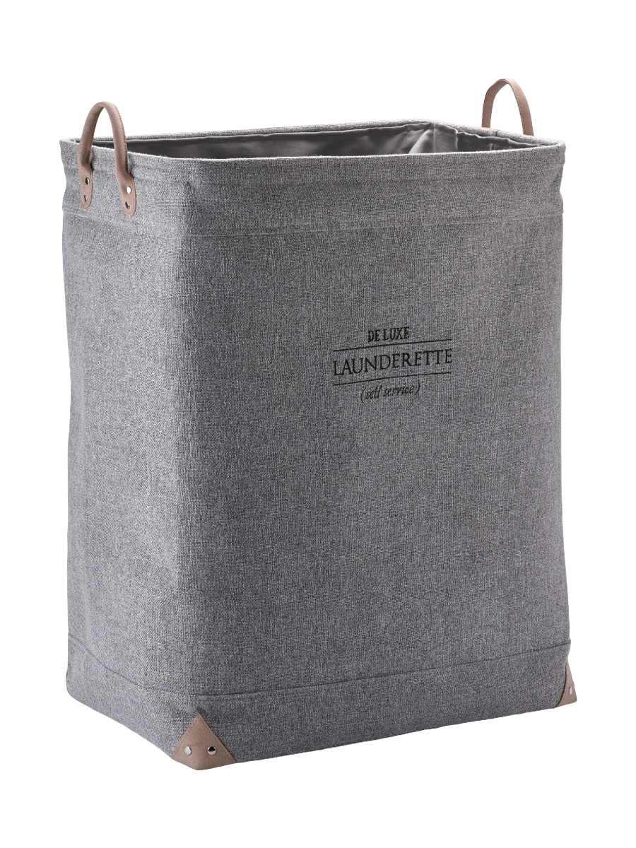 
Panier à linge design « Lubin » avec poignées en cuir - Gris argent