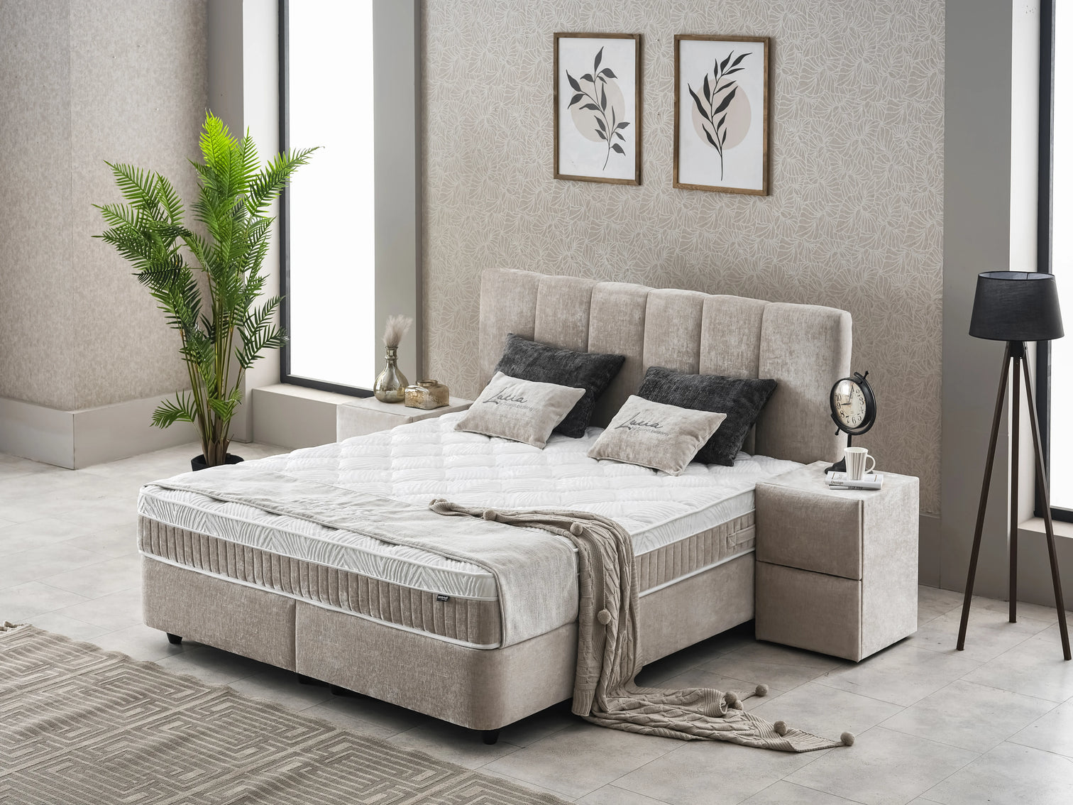 
Premium Box Spring Bed "Lucia" incl. Mattress & Topper - Without accessories / Mattress size: 180 x 200 cm