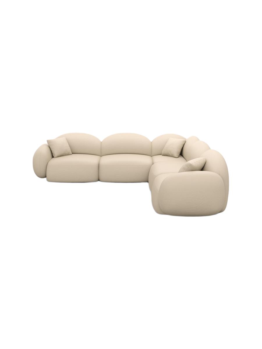 
5-Sitzer Design Echtleder Ecksofa „Varello“ - Echtleder Beige