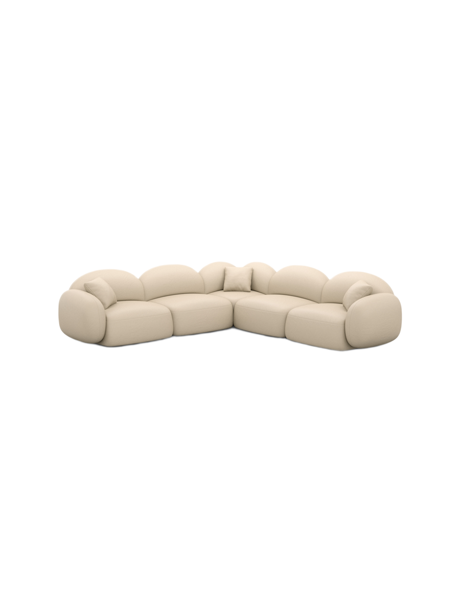 
5-Sitzer Design Echtleder Ecksofa „Varello“ - Echtleder Beige