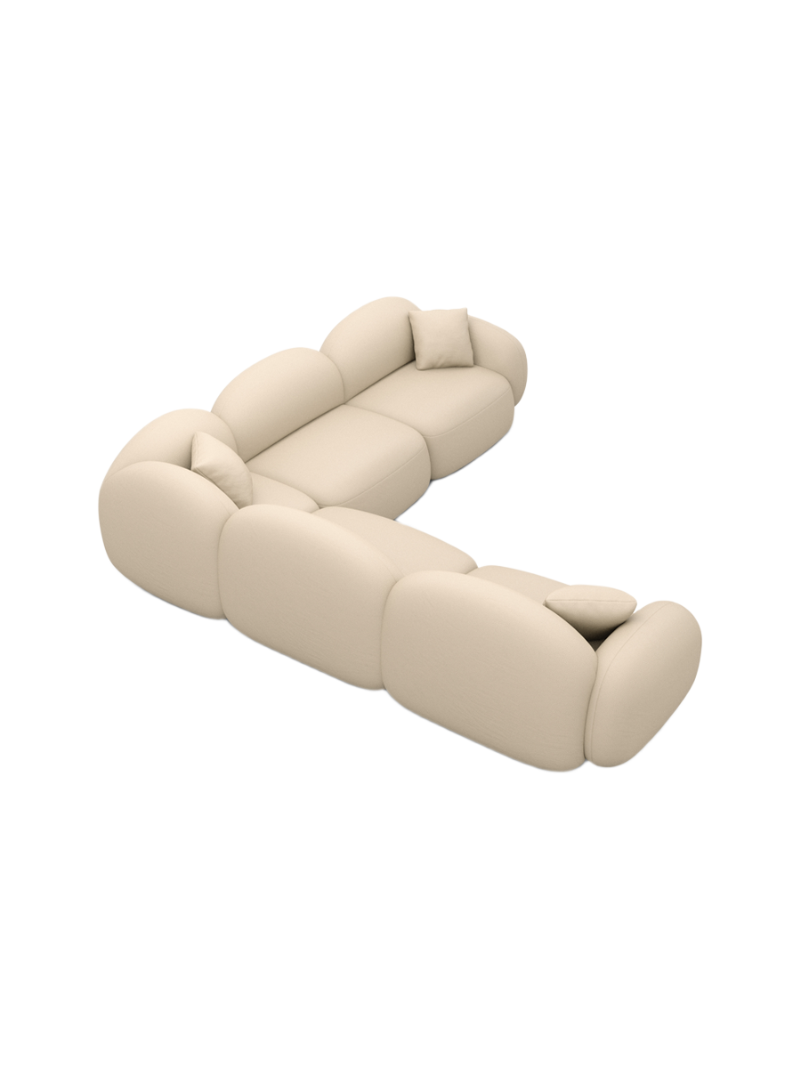 
5-Sitzer Design Echtleder Ecksofa „Varello“ - Echtleder Beige